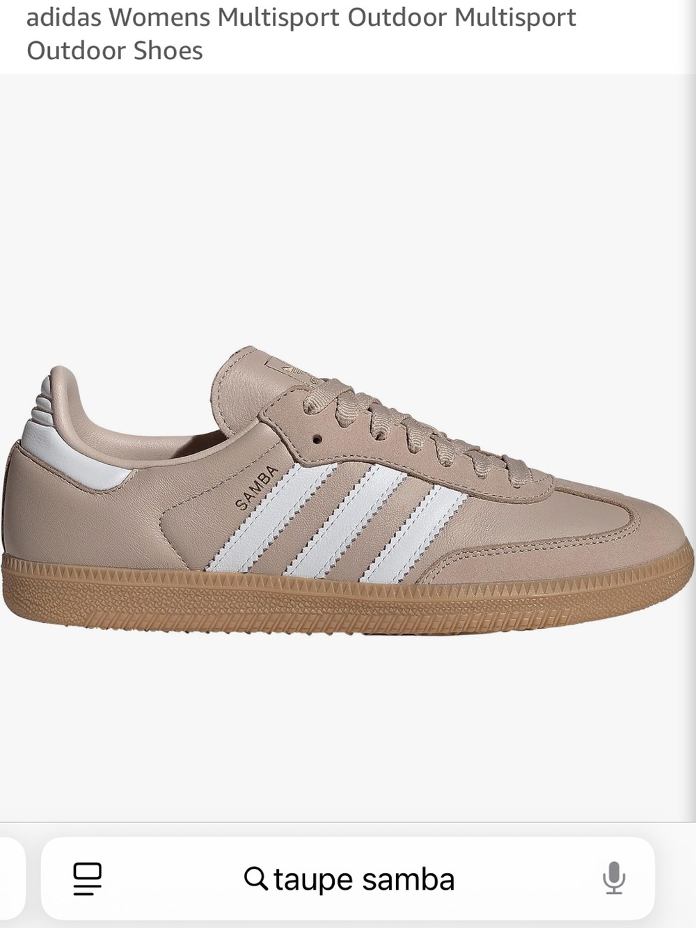 adidas Samba Classic Sneakers — Beige with White Stripes